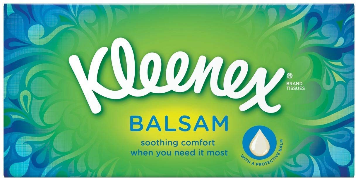 Kleenex Balsam 3 Ply Facial Tissues Superior Soothing Balm Care, 384 Count, Pack of 6, COST270680(Packaging May Vary)