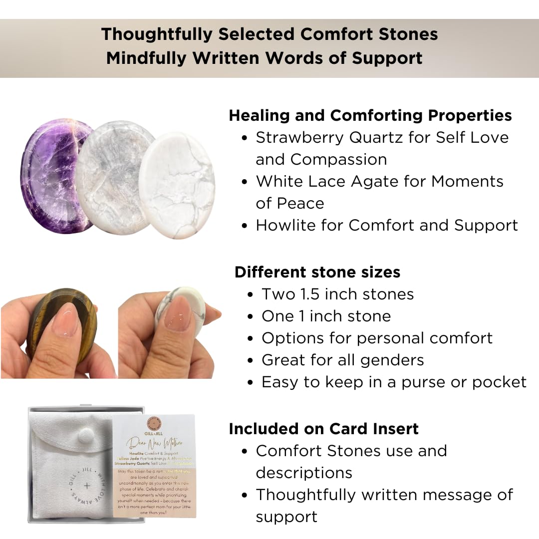 Thinking of You Comfort Worry Stones – Sympathy & Bereavement Gifts for Loss of Loved One, Memorial Grief Gift for Adults & Children, Remembrance Healing Crystals, in Loving Memory Condolence Gift