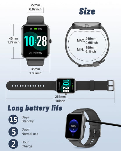 GRV Smart Watch Answer Dial Call,Smart Watches for Women Men with Heart Rate Monitor,Step Counter,Sleep Tracker,Sports Fitness Tracker Watch Call SMS Notification Smartwatch for Android iOS Phone