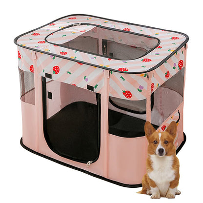 Foldable Pet Playpen Portable Kennel Cage for Puppy Dog Kitten Cat, Indoor/Outdoor Pop up Pet Tent Fence (XL,Pink)