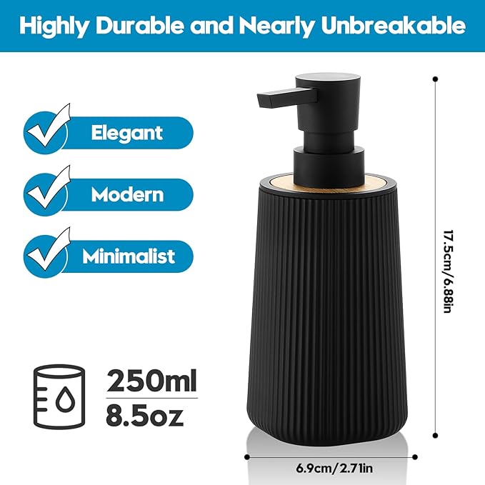 Small Soap Dispenser for Bathroom and Kitchen, Modern Farmhouse Striped Style