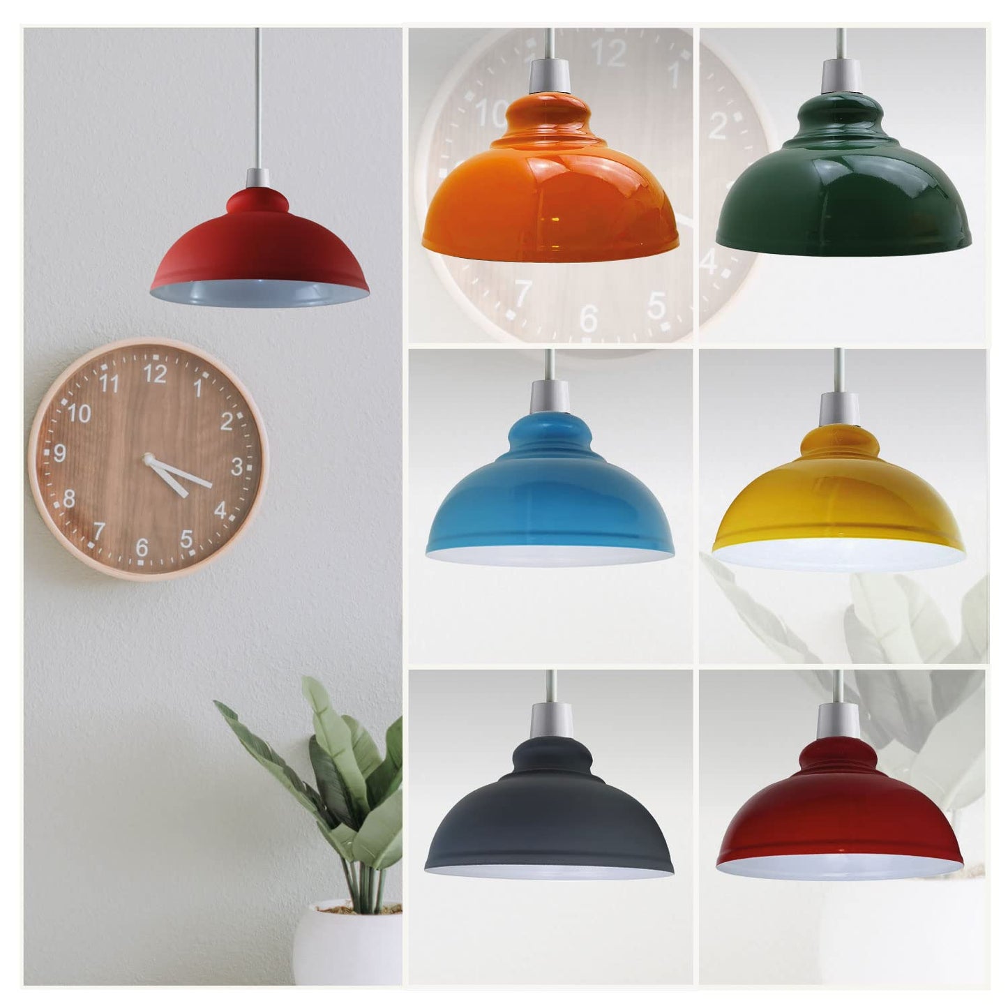 DC Voltage Industrial Ceiling Pendant Light Shades Retro Style Curvy Dome Shaped lamp Shades Metal Easy fit Ceiling Pendant Light Shades for Light fixtures (Grey)