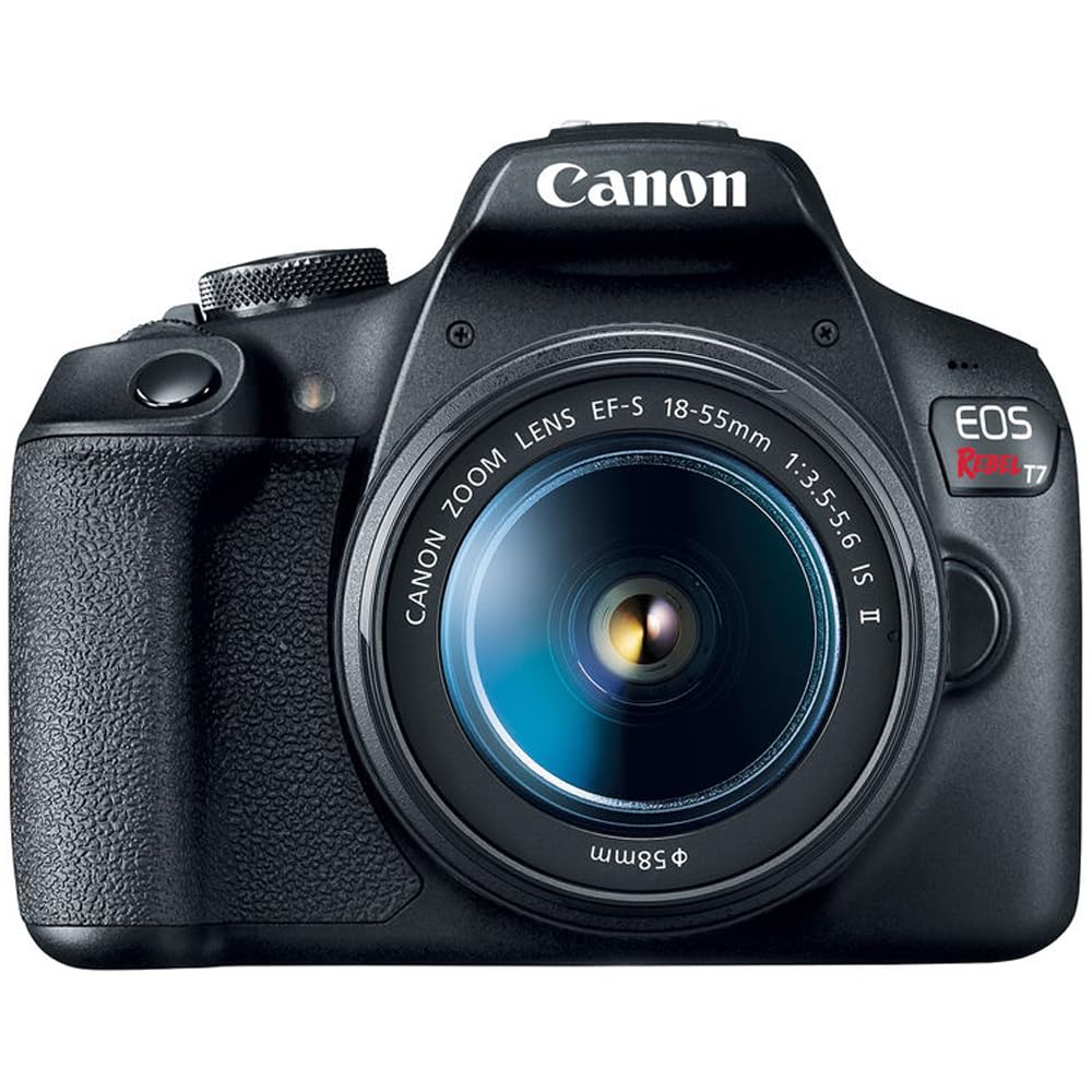Canon EOS Rebel T7 DSLR Camera with EF18-55mm + EF 75-300mm Double Zoom Kit 2727C021 Bundle with Lexar Premium 64GB SDXC Memory Card, Deco Essentials Camera Bag and Corel Photo Video Suite
