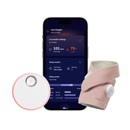 Owlet Dream Sock® - Smart Baby Monitor - Track Live Pulse (Heart) Rate, Oxygen in Infants - Dusty Rose