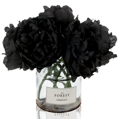 Tinsow Artificial Peony for Home Decoration, 5 Pcs Faux Black Peonies Flowers for Halloween Decoration, Silk Flowers Bouquet,(Black, 5)