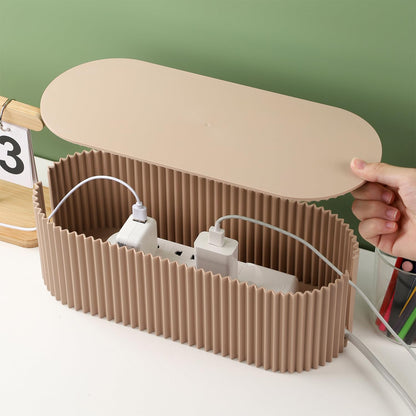 RAMFIYN Large Cable Organizer Box for Power Strips, Surge Protectors, Chargers, TV Computer Wires - White