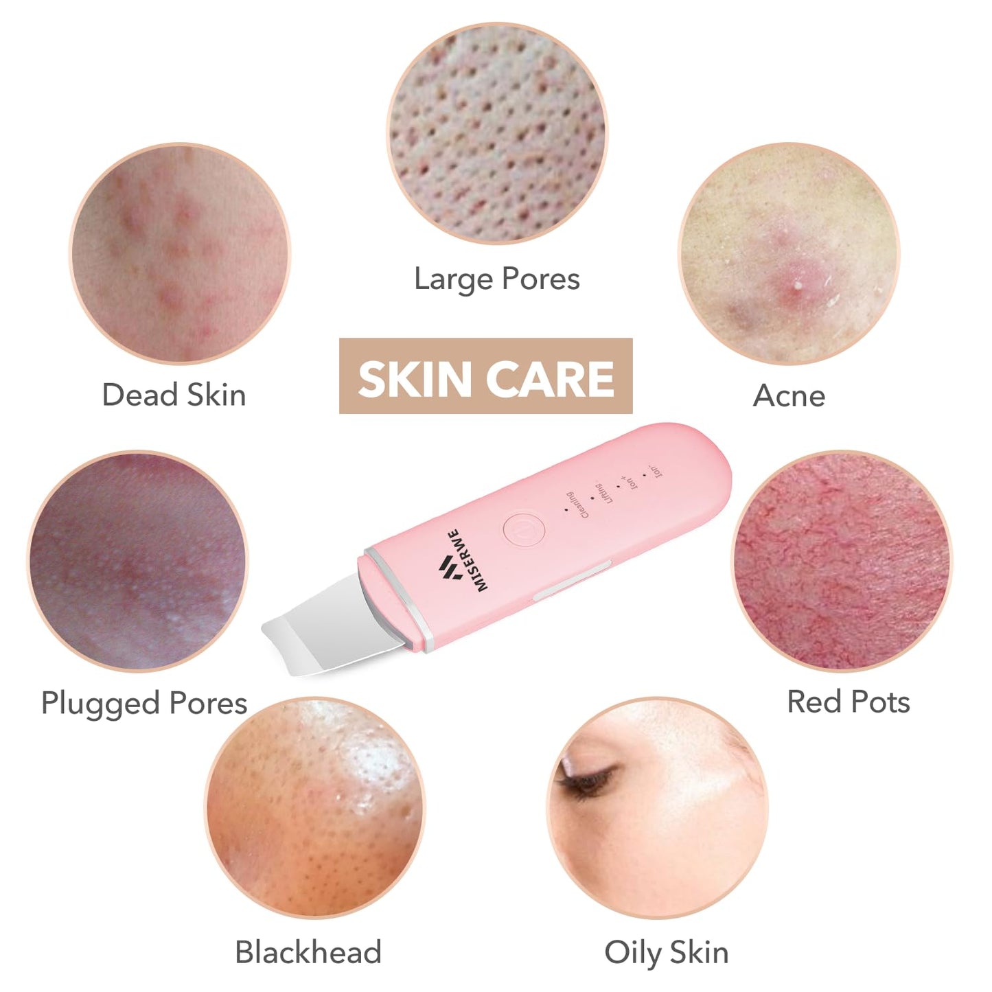 Skin Scrubber Face Skin Spatula Facial Scrubber Spatula for Deep Cleansing Blackhead Remover Pore Cleaner with 4 Modes (White)