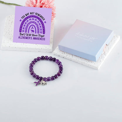 ARHTF Elephant Alzheimers Awareness Bracelet Purple Ribbon Support Alzheimers Family Gifts For Dementia Support (Purple Alzheimers bracelet)