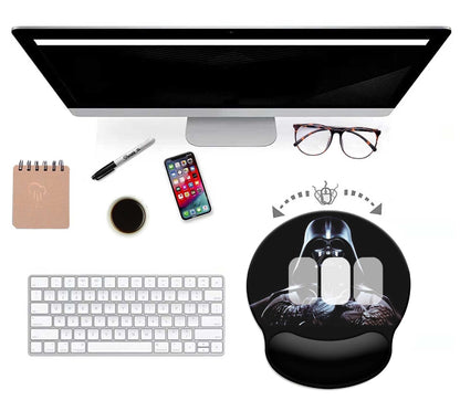 Black Mouse Pad with Wrist Rest,Non-Slip Rubber Base for Comfortable Gaming Mousepad - Ergonomic Mouse Pad with Wrist Support Suitable for Laptop Desktop and Work, Office Desk Accessory