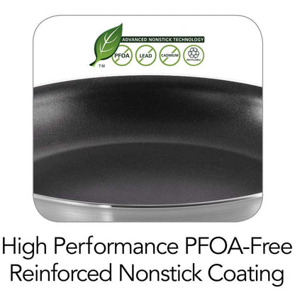 Tramontina Professional 10-Inch Non Stick Frying Pan, Heavy-Gauge Aluminum Skillet with Reinforced Nonstick Coating, Red Handle, Dishwasher and Oven Safe