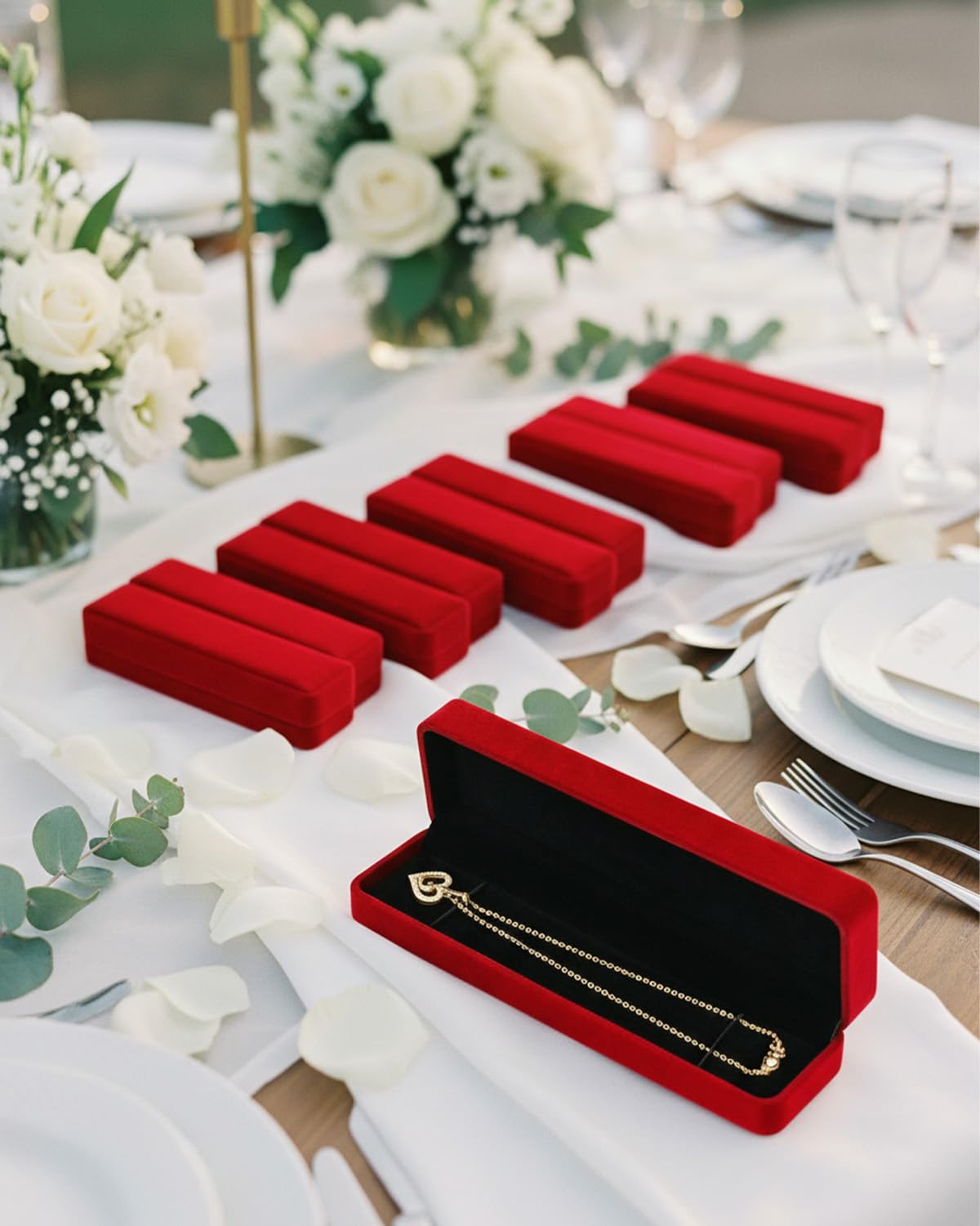 Zitonyang Jewelry Boxes, 12 Pack Velvet Necklace Box Long Bracelet Box Necklace Gift Boxes, Jewelry Storage Display Case For Wedding, Engagement,Proposal, Birthday And Anniversary (Red)