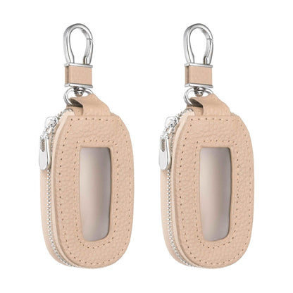 HARFINGTON 2Pcs Universal Premium Car Key Fob Case Genuine Leather Key Fob Protector Cover Smart Key Fob Holder for Remote Key Fob, Pink