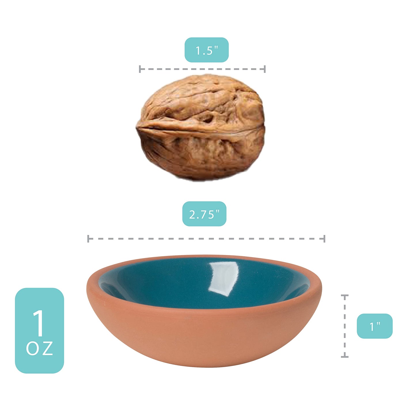 Now Designs Terracotta Pinch Bowl Set, Soy Sauce Dish, Set of 6, 1 oz, Multicolor