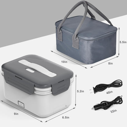 Electric Heated Lunch Box for Car Truck Home 1.8L 100W Portable Food Warmer with 12V/24V/110V/220V Hot Meal for Work Travel Jobsite Camping Christmas Gifts White Elephant Gifts for Adults/Men/Woman