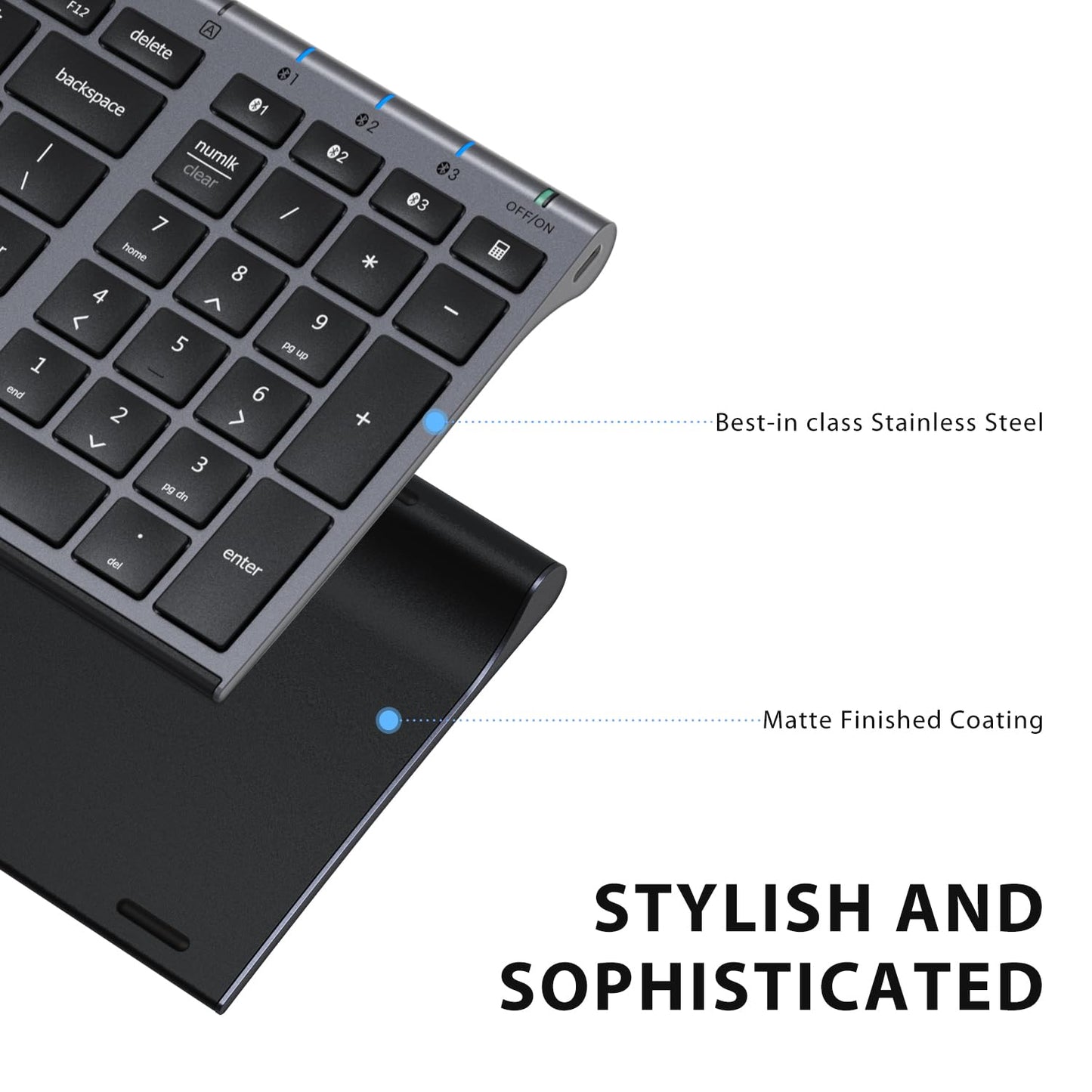 iClever BK10 Bluetooth Keyboard, Universal Bluetooth 5.1 Wireless Keyboard with Number Pad, Ergonomic Design, Multi-Device Compatibility, Stable Connection for Mac, iPad, iPhone, Android, Windows