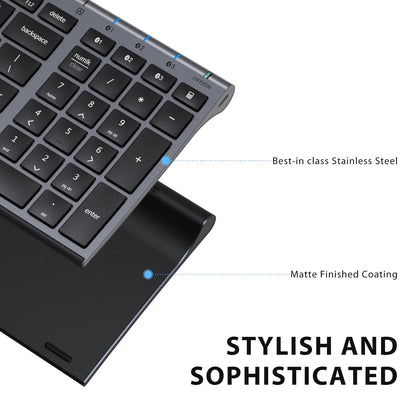 iClever BK10 Bluetooth Keyboard, Universal Bluetooth 5.1 Wireless Keyboard with Number Pad, Ergonomic Design, Multi-Device Compatibility, Stable Connection for Mac, iPad, iPhone, Android, Windows