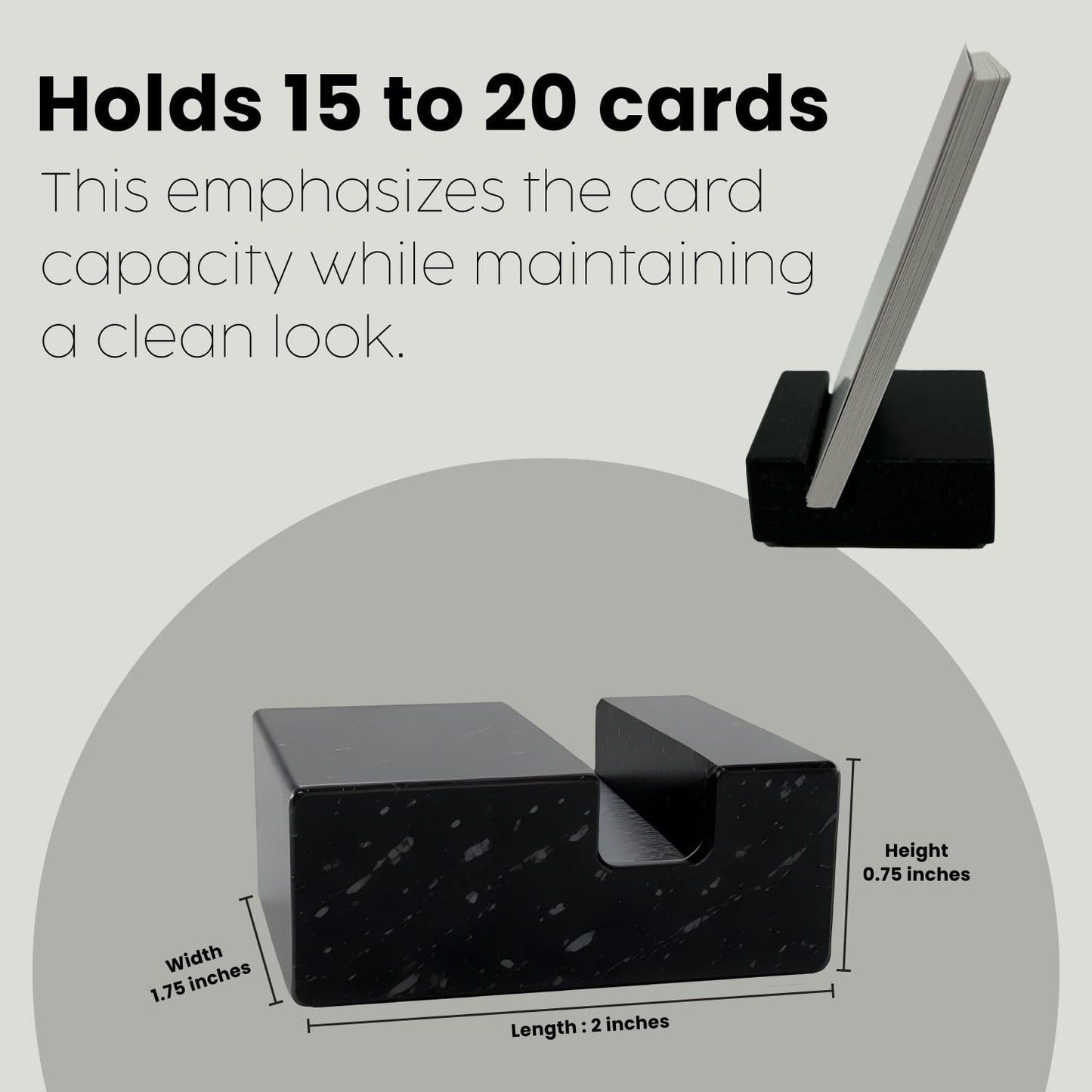 Vertical Business Card Holder for Desk - Black Granite Visiting Card Holder - Holds up to 20 Cards - Desktop Business Card Stand for Home & Office - Elegant & Luxurious Office Desk Accessories