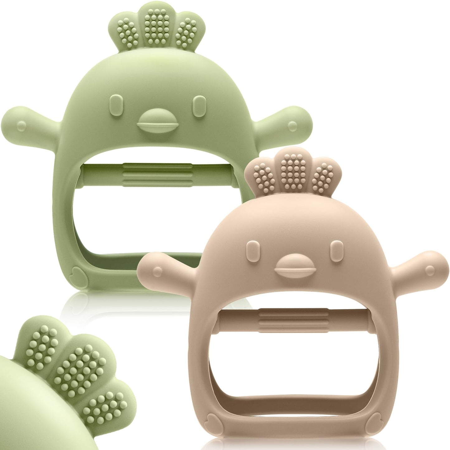2 Pack Baby Teething Toys for 0-6 6-12 Months, Never Drop Infant Teether Teething Mitten Toys for 0 3 6 9 12 Months, Newborn Soothing Teething Toy Gifts for 1 One Year Old Baby Boys Girls