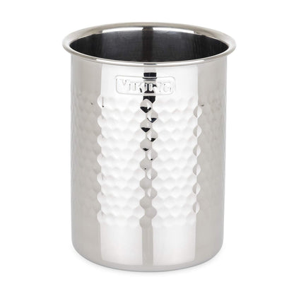 Viking Kitchen Utensil Holder, Hammered Stainless Steel Kitchen Utensils Organizer Crock, Counter Top Storage, Cooking Accessories, Silver