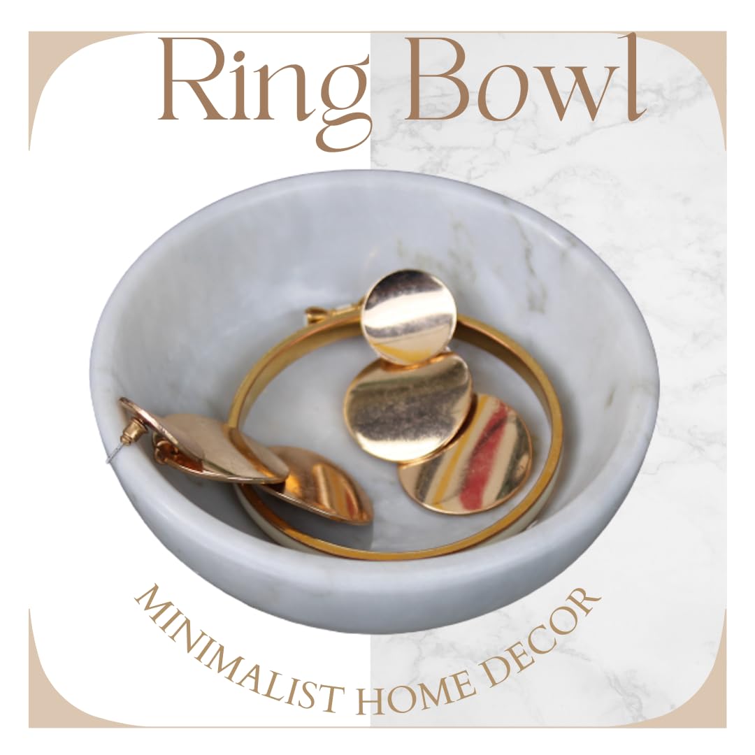 CraftsOfEgypt Jewelry Tray - Real Marble Jewelry Dish - Ring Holder - Decorative Key Bowl - Home Decor Wedding Gift