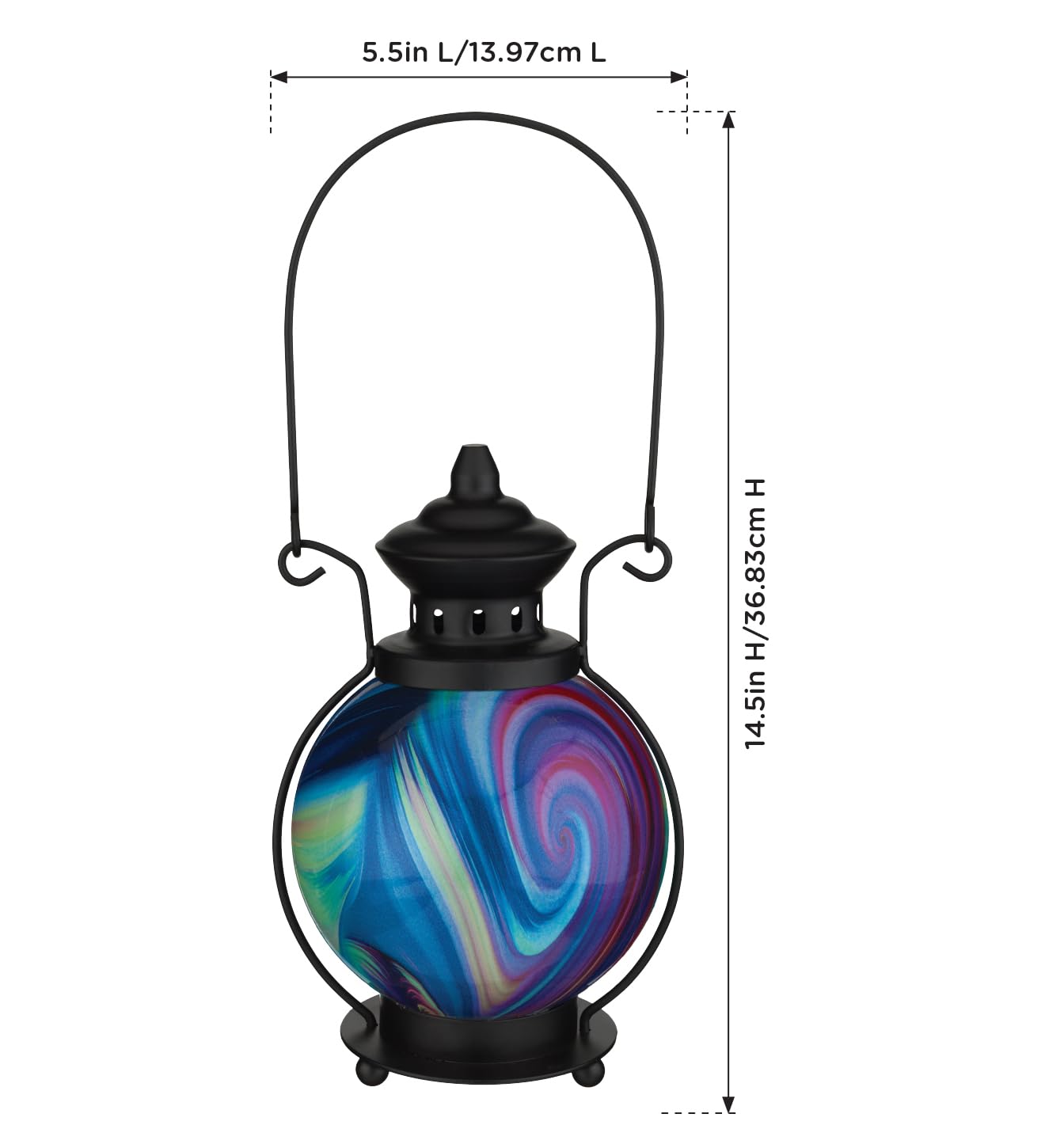 Regal Art & Gift Decorative LED Lantern for Home Décor | Metal and Glass Indoor Accent Light | Swirl Design Table Lantern for Living Room, Bedroom Ambient Lighting - Purple