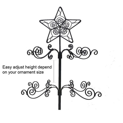 HOHIYA 24” Rotating Ornament Display Tree Stand 36 Hooks Metal Tabletop Display Rack for Christmas Ornaments Halloween Decor Craft Show Display Heavy Duty Black