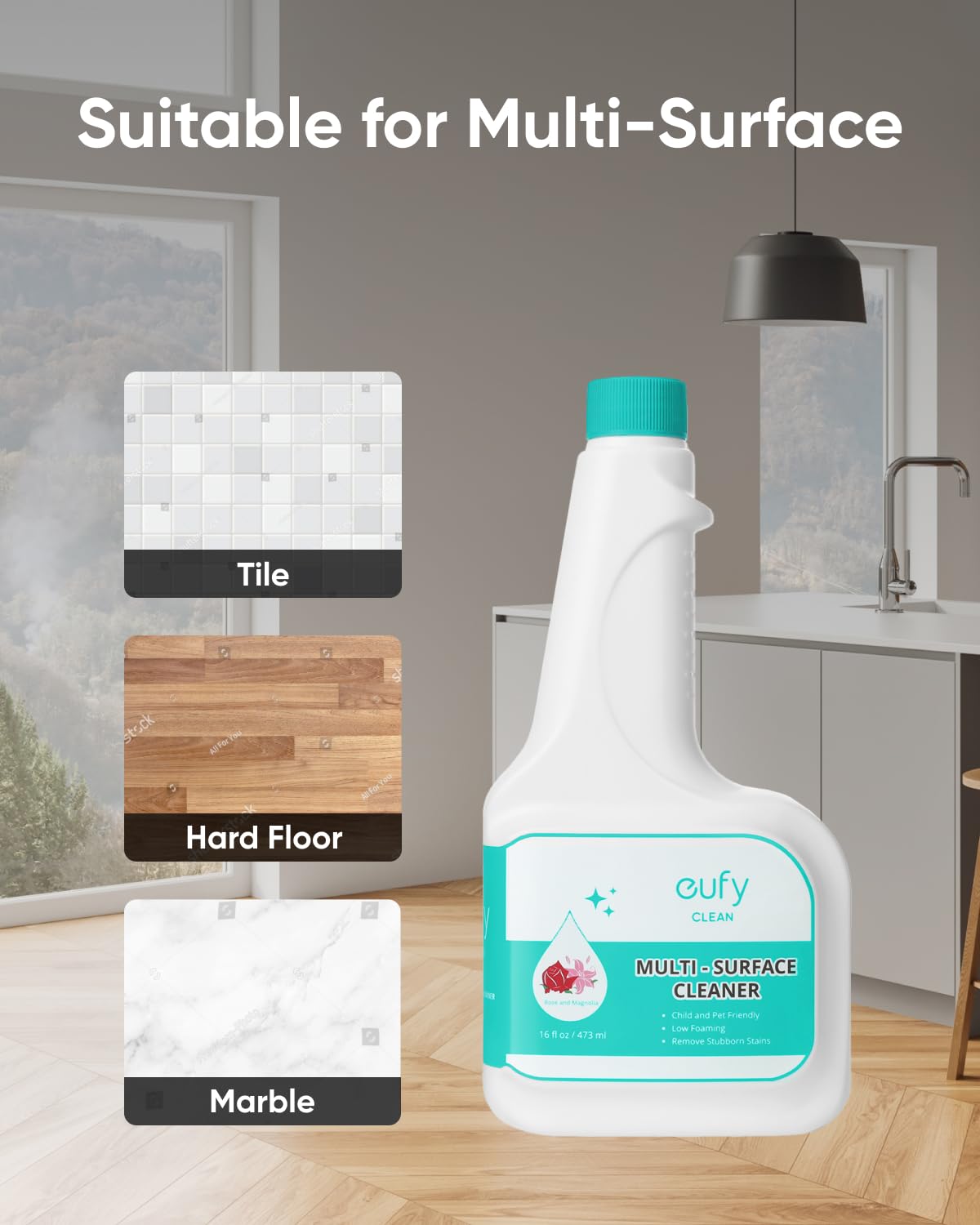 eufy RoboVac Hard Floor Cleaning Solution (2 Bottles), Compatible with X10 Pro Omni, C20 Omni, X9 Pro, X8 Pro Series, L60 Hybrid Series, 16 fl oz / 473 ml, Floor Cleaner