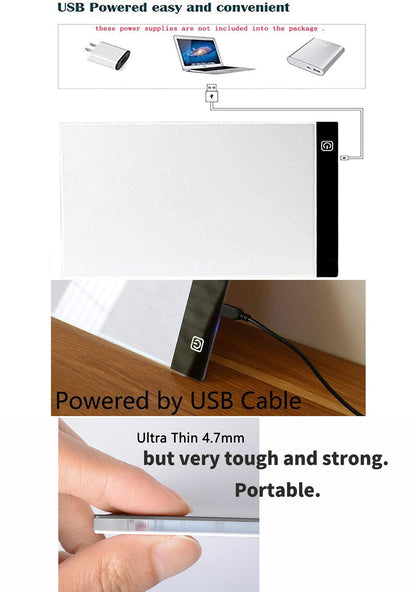 Ultra-Thin Portable A4 LED Light Box Tracer w/USB Cable Dimmable Brightness LED Artcraft Tracing Light Box Light Pad for Artists Drawing Sketching Animation Stencilling X-ray Viewing