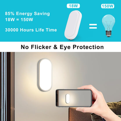Letlit LED Ceiling Light with Motion and Twilight Sensor, 18W LED Bulkhead Light Outside, IP54 Bathroom Wall Light, 1800LM 4000K Porch Light Radar Sensor for Indoor,Outdoor,Hallway,Cellar,Garden