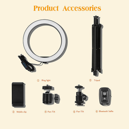 10" Ring Light with Tall Tripod Stand & Phone Holder for YouTube Video, Dimmable Led Ring Light with Remote for Camera, Video, Makeup, Selfie Photography Compatible with Smartphone