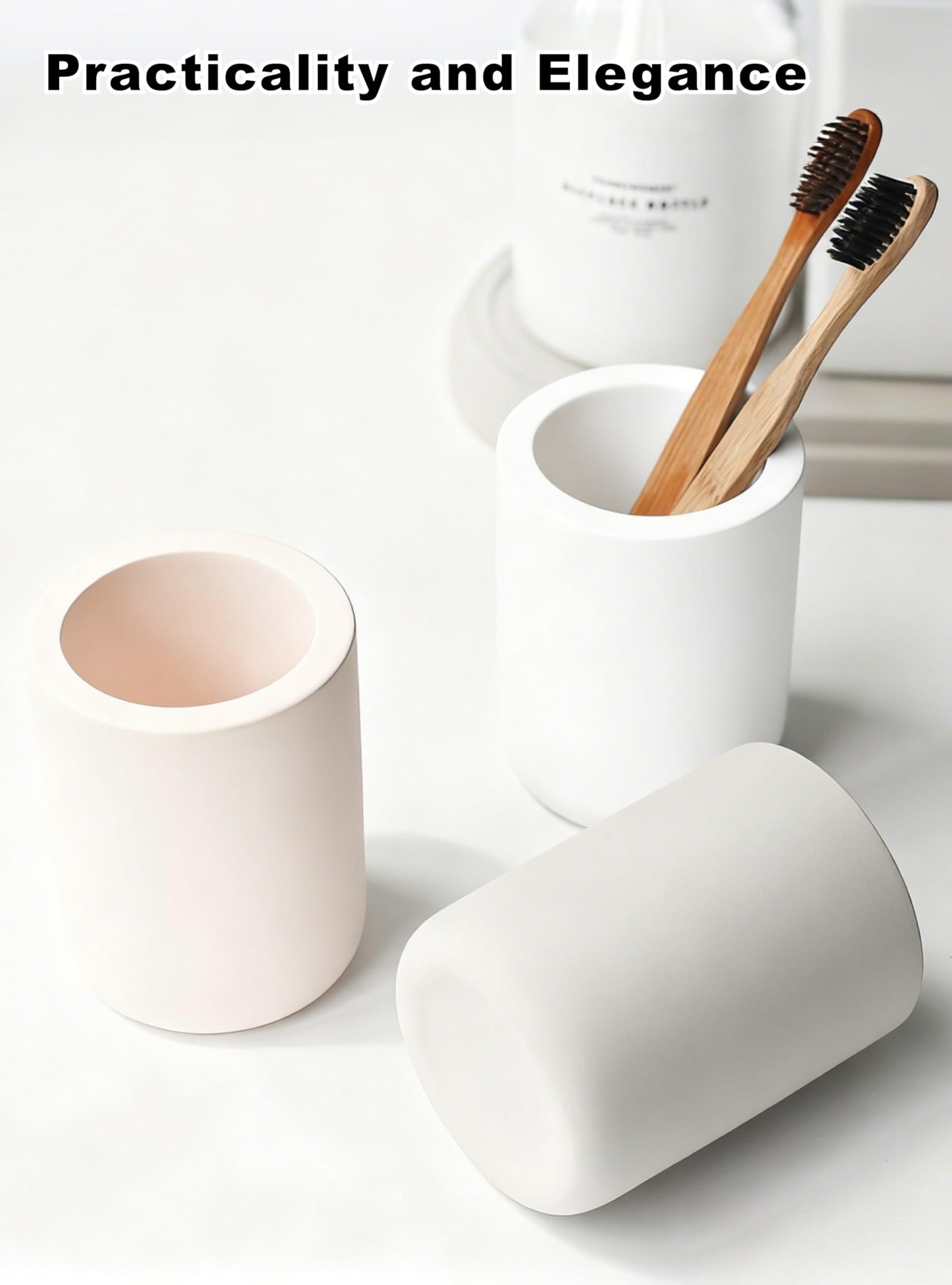 Nature Diatomite Toothbrush Holders for Bathrooms,Drying Stone Electric Toothbrush Holder, Toothpaste Holder, Water-Absorbent, Hand Made, Toothbrush Organizer for Bathroom Countertop, White