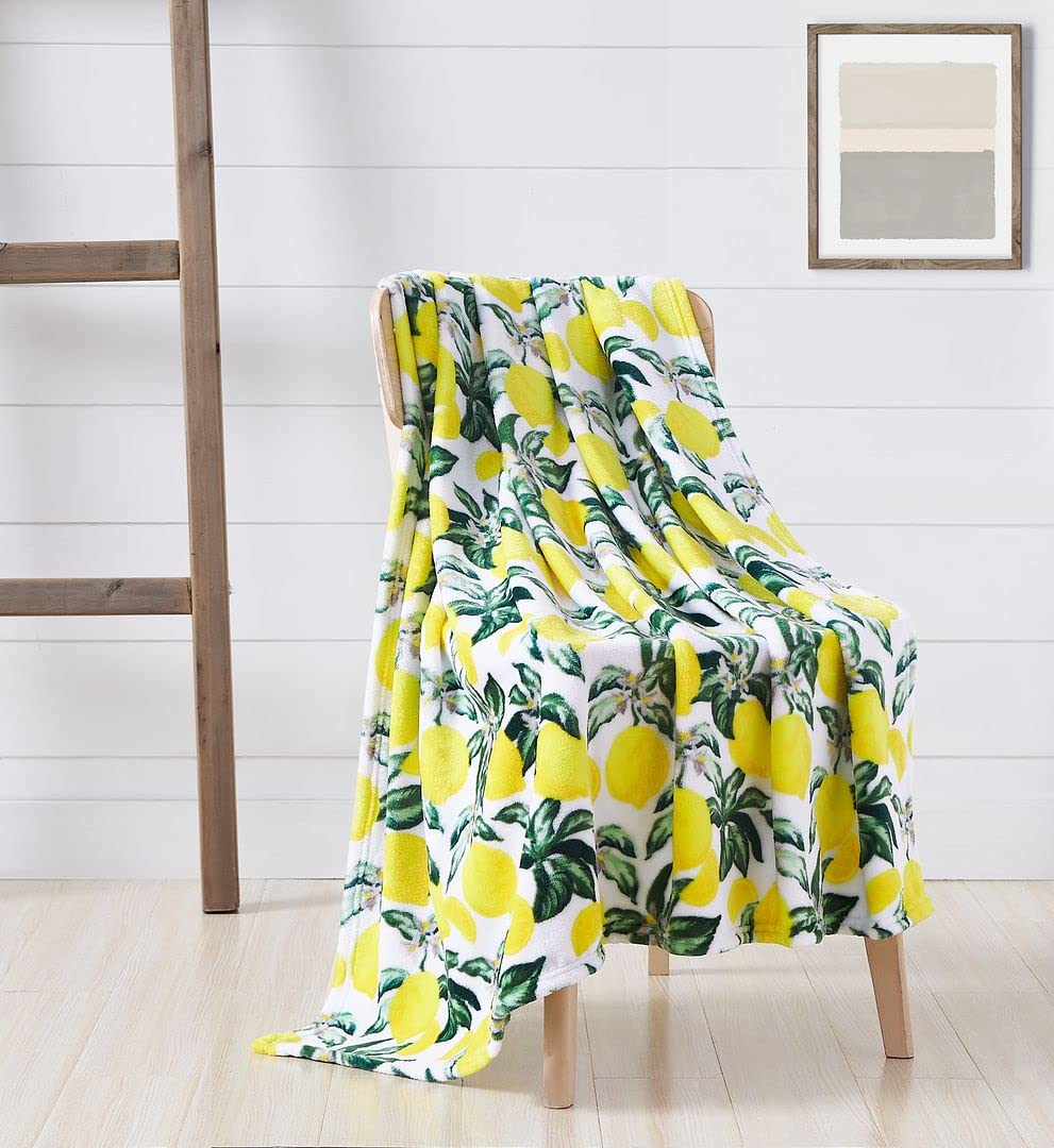 Mother's Day Lemon Garden Fleece Throw Blankets: Soft Plush Accent for Sofa Couch Chair Bed Dorm or Travel
