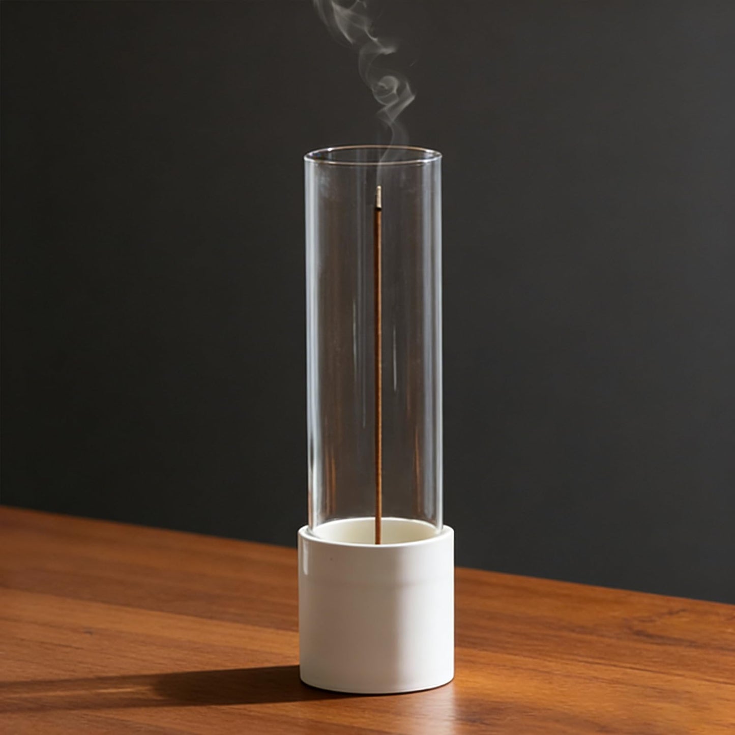 CEREMONY Incense Holder, Ceramic Incense Holder for Sticks with Glass Ash Catcher, Anti-ash Incense Burner with 20 Incense Sticks and a Ash Brush for Meditation Yoga Spa Room Decor