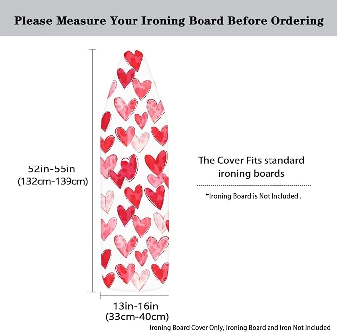 Love Red Heart Ironing Board Cover 15″x54″ Valentines Day Ironing Pad Covers
