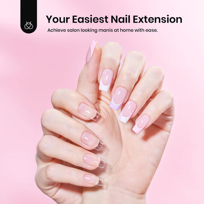 Beetles Gel Nail Kit Short Almond with Nail Dehydrator and Primer, 576Pcs Half Matte Etch-X Gel Nail Tips Solid Nail Glue Mini Nail Lamp Acrylic Nail Tips Easy DIY Nail Extension Set Gift for Women