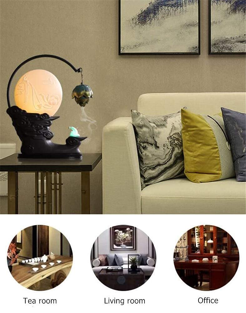 Primst Lotus Furnace Hollow Hanging Ball Incense Burner, Ceramic Backflow Incense Cones and Incense Coil Holder for Home Office Ornament Decoration