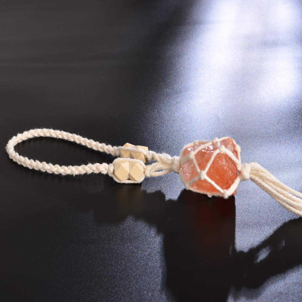 VNVETYTO Healing Crystals Feng Shui Hanging Ornament Car Ornament Meditation Hanging Ornament Window Ornament for Home Decor (1 Piece Himalayan Salt Stone)