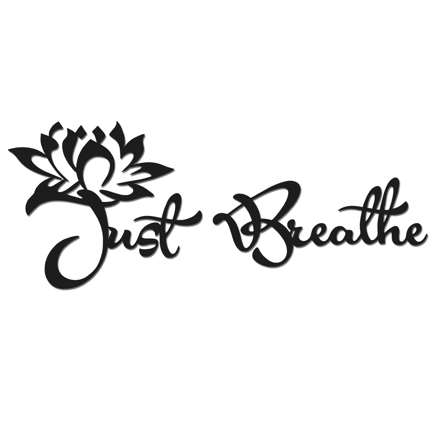 YATEASLU Two-Piece Lotus Zen Wall Art Set - Just Breathe Metal Wall Decor with Lotus Flower, Meditation & Yoga Decor for Home, Office, Yoga Studio