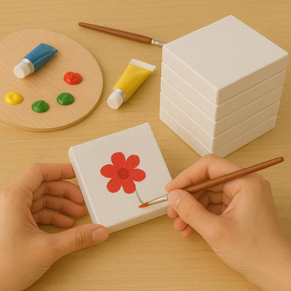 LWR CRAFTS Mini Stretched Canvas 2" X 2" 5cm x 5cm Pack of 12