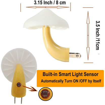 AUSAYE 2 Pack LED Cute Mushroom Night Light Plug into Wall Lamp 7-Color Changing Sensor Night Lights for Kids Adults Bedroom,Bathroom,Kitchen and Stairs NightLight Birthday Christmas Gifts