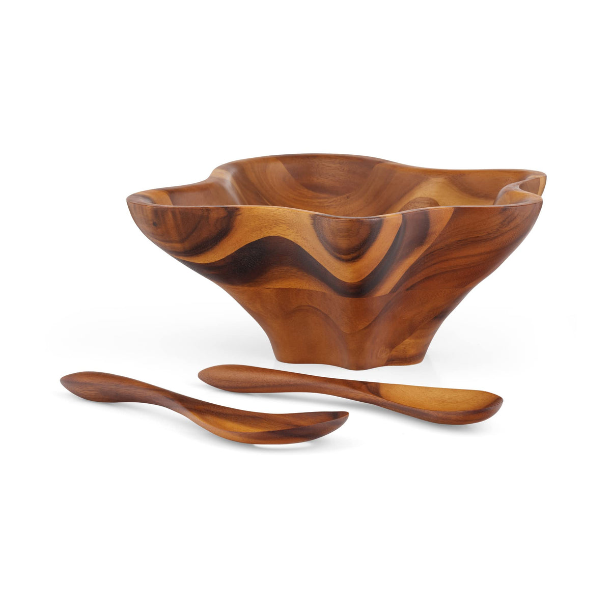 Nambe Oceana Coral Salad Bowl with Servers