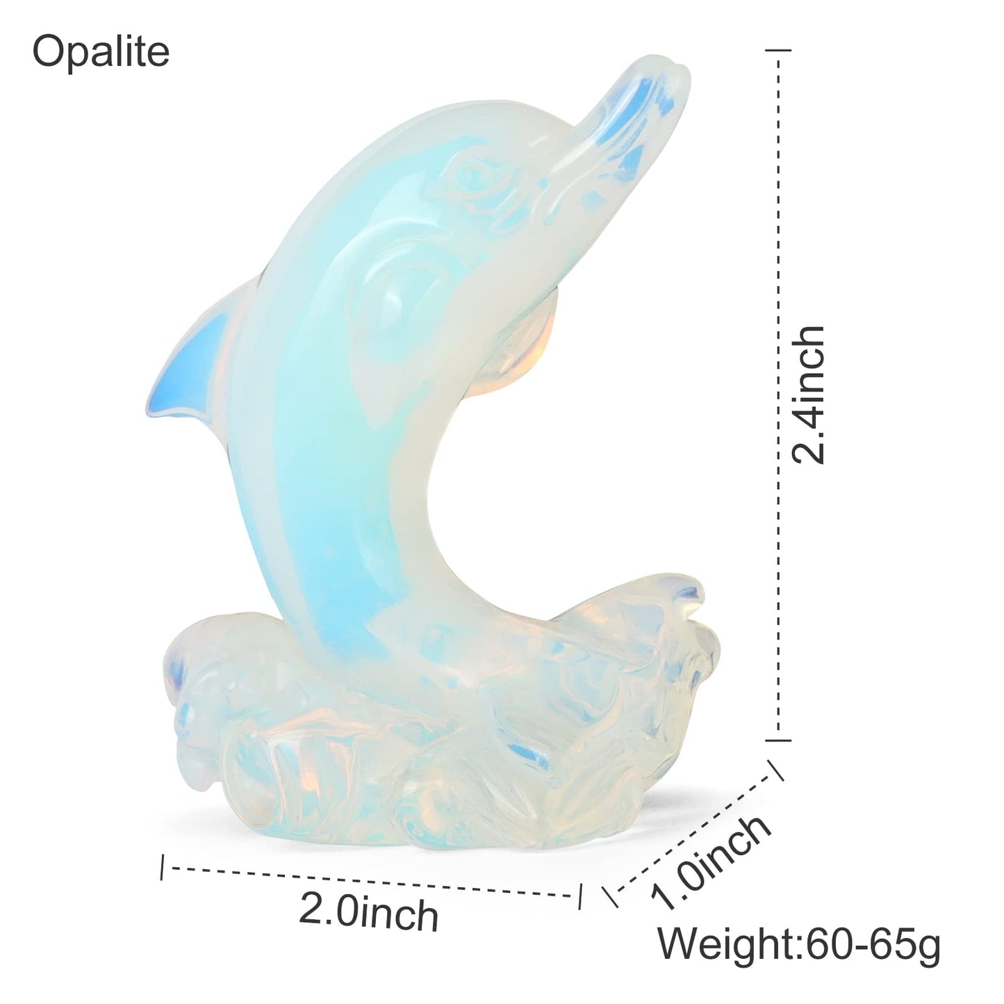 Hxswkk Opalite Crystal Dolphins Figurines Collectibles Crystal Statue Sea Animal Sculpture Home Desk Decoration Ornaments Dolphin Gifts for Women