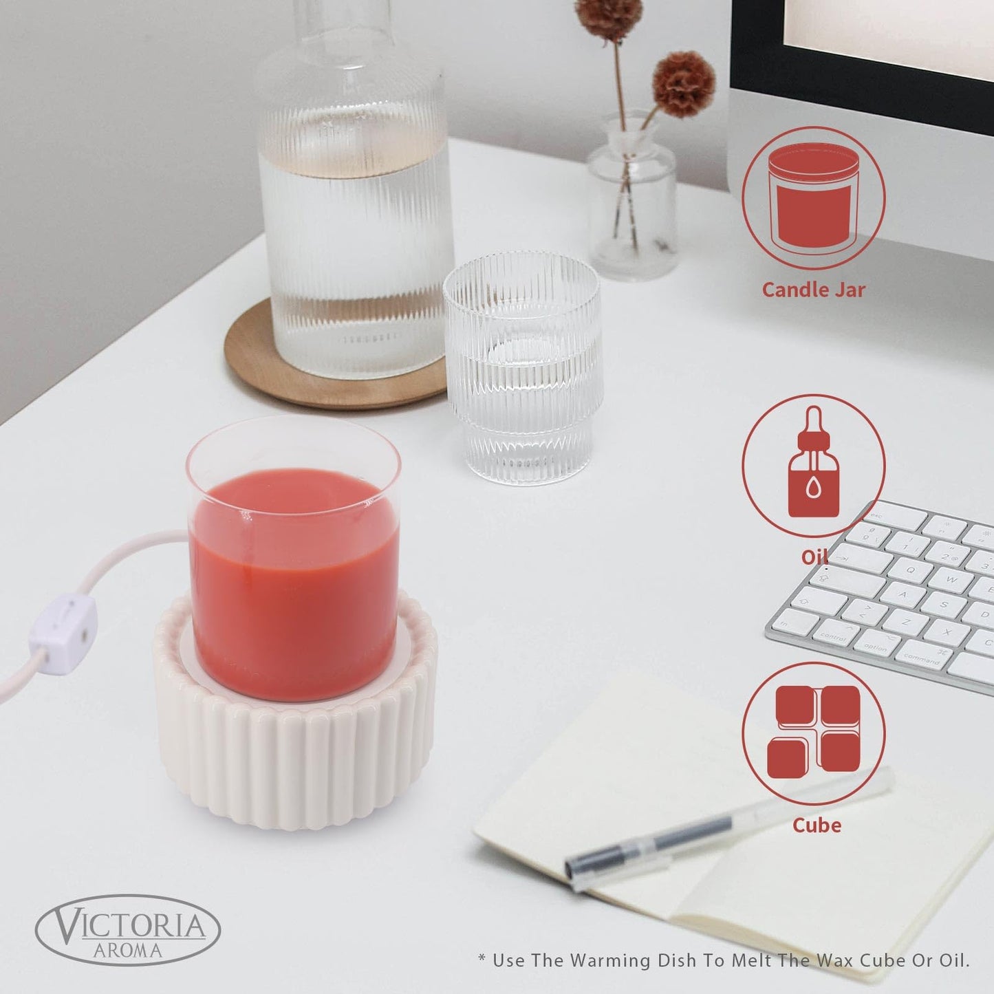VICTORIA AROMA Ceramic Wax Melt Warmer 3-in-1 Candle Wax Warmer for Scented Wax Melter Electric Fragrance Wax Burner for Home Office Bedroom Gift & Decor…