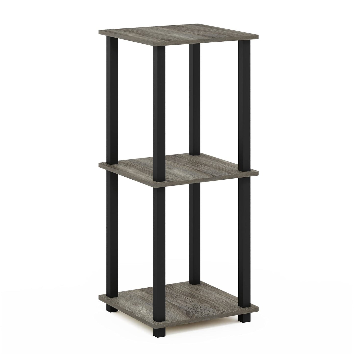 Furinno SIMPLISTIC Side Table Set of 2, 2-Tier Square Modern End Table, Nightstand, Night Stand, Bedside Table, Toolless Assembly, for Living Room, Bedroom, French Oak