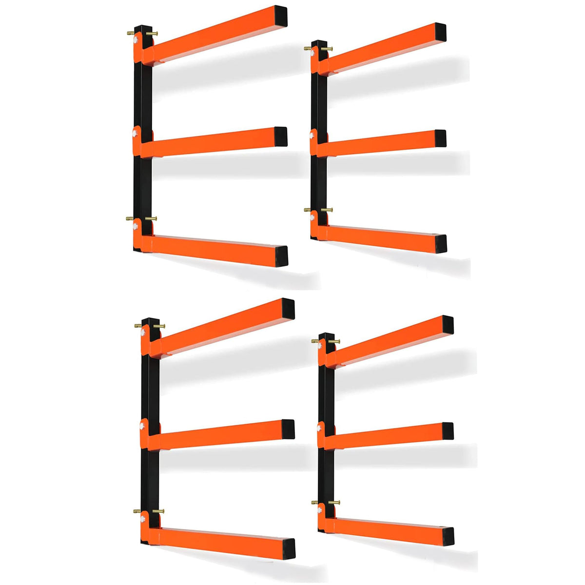Thanaddo 3-Level Lumber Storage Heavy Duty Metal Wall Mount, Wood Tool Box Organizer Rack, Workshop Indoor & Outdoor (4 Pack)