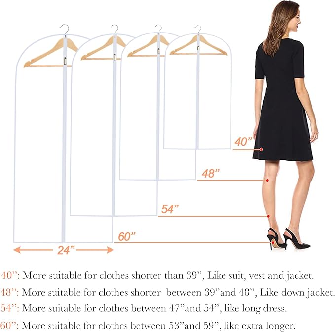 Clear Garment Bags for Hanging Clothes Travel Suit Bags for Closet Storage