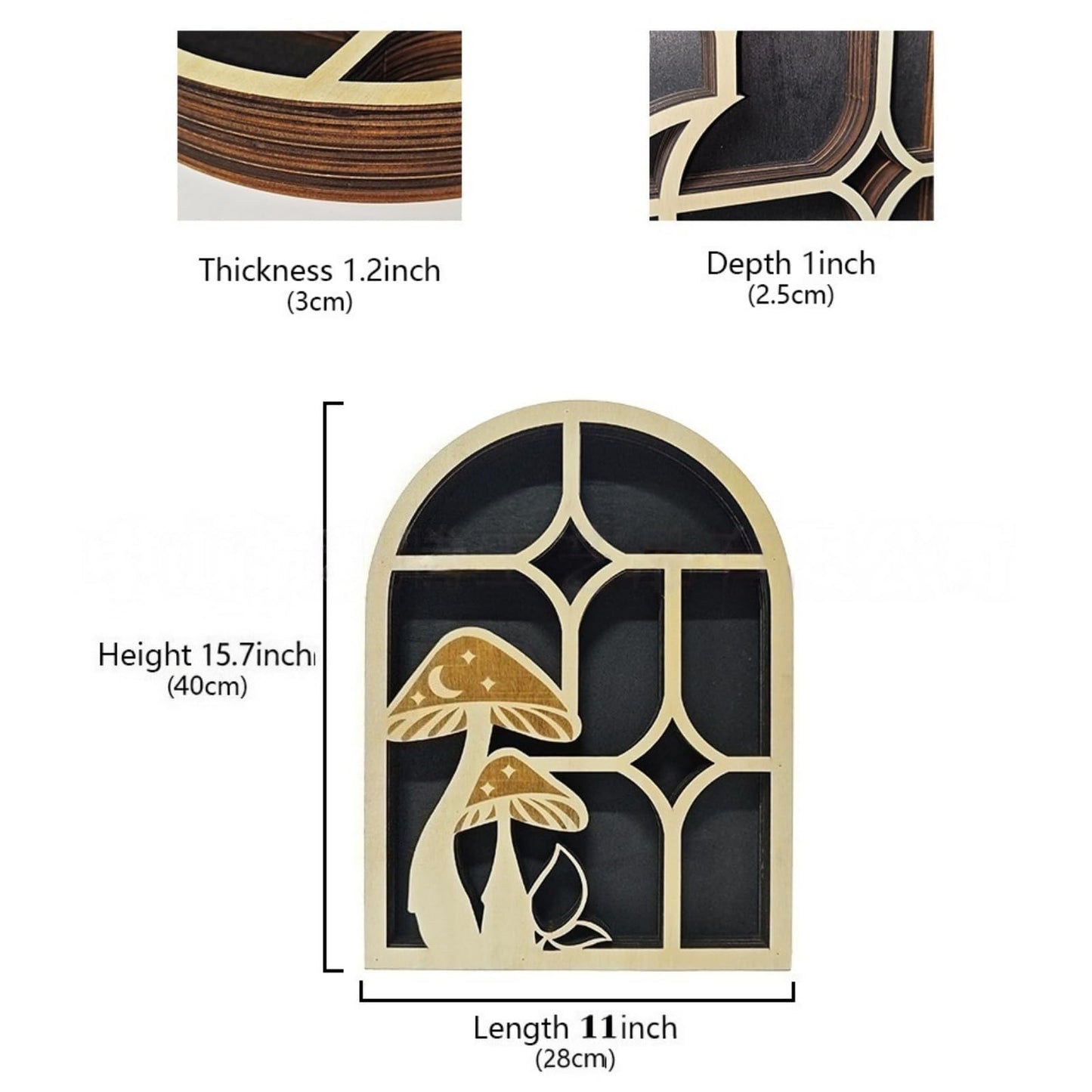 Cute Wooden Mushroom Wall Decoration Accessory Display Stand, Suitable for Crystals, Stones, Gemstones, Healing Stones, Rare Treasures, Interesting Room Wall Decoration (Archway Crystal Stand)