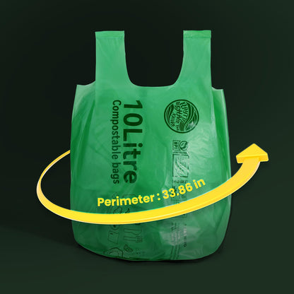 RAYTID Tie Handle Compostable Food Waste Bags 10L 75 Extra Strong Compostable Caddy Liners with Handle