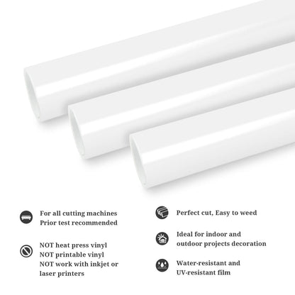 TECKWRAP Permanent Adhesive Vinyl 12" x 10ft, Glossy White