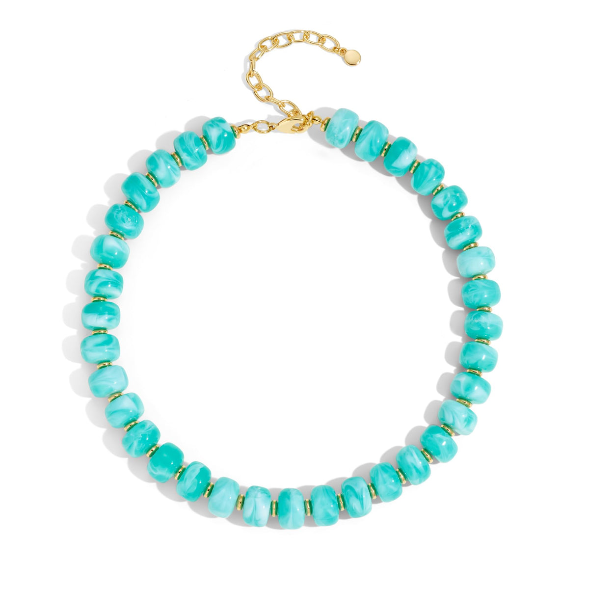 WOWORAMA Chunky Beaded Necklace for Women Lake Blue Resin Beads Choker Necklace Boho Blue Chunky Statement Necklaces Trendy Summer Holiday Jewelry